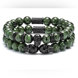 SkeletonHD Onyx & Natural Stone Combat M05 Stretch Bracelet D8